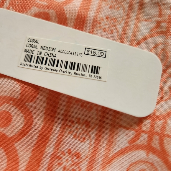 NWT Charming Charlie Orange and White Patterned Scarf - Picture 2 of 7